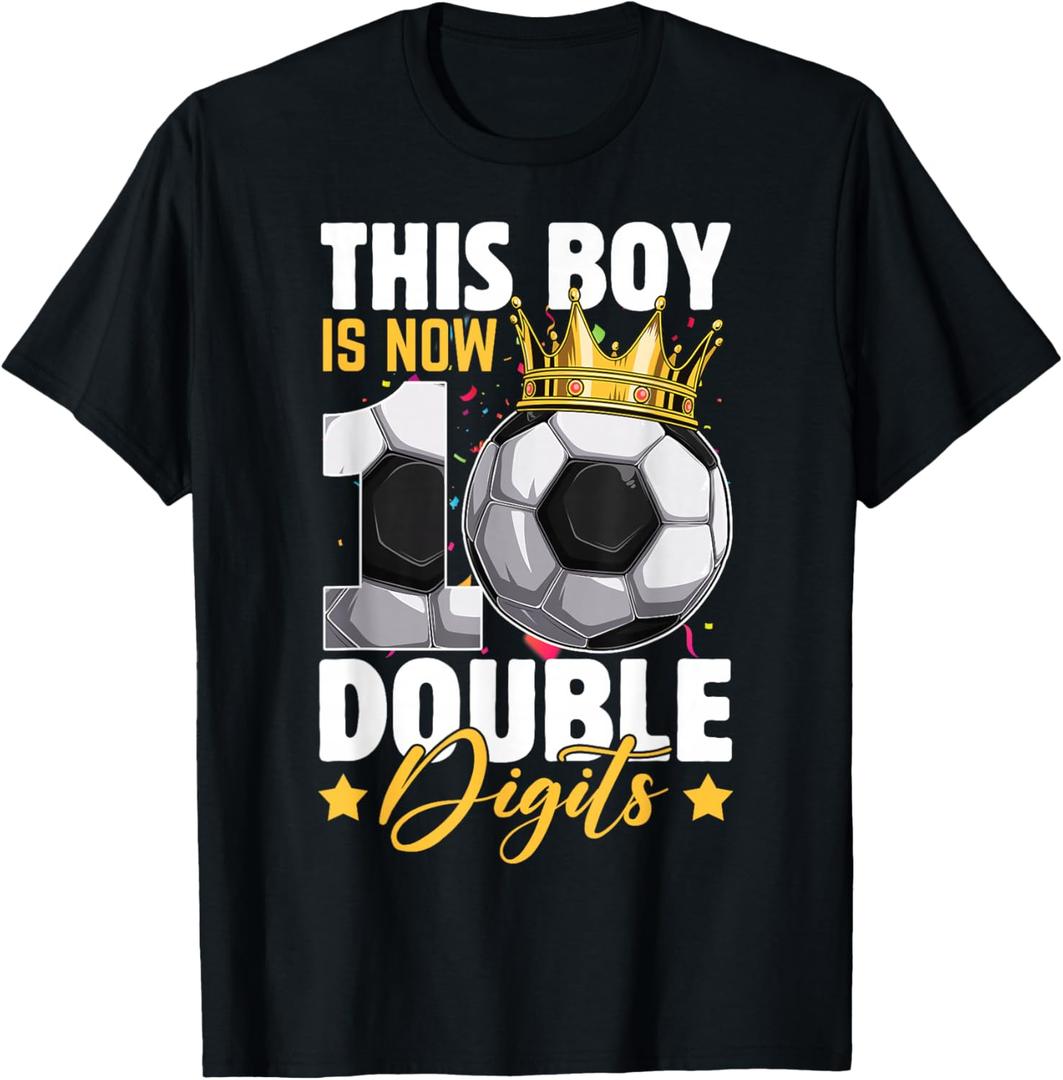 This Boy Now 10 Double Digits Soccer 10 Years Old Birthday T-Shirt