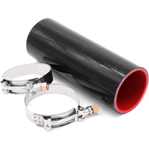 2.5" ID Straight Silicone Hose Coupler, High Temp 4-Ply Reinforced with 2pcs Stainless Steel T-Bolt Clamp