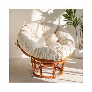 HIGOGOGO Papasan Chair Cushion with Corduroy Cover (Without Chair), 48 x 48 Inch Supportive Cushion, Overstuffed Chair Cushion,Beige
