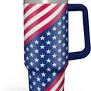 American Flag Tumbler with Handle, America Engraved 40oz Stainless Steel Insulated Coffee Mug with Lid & Straw, America Gifts for Men Women, USA Tumblers Cup Gift for Christmas
