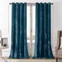 SMILETIME Tranquil Blue Crushed Velvet Curtains 52x96 inch Luxurious Thermal Insulated Soundproof Drapes for Living Room Bedroom Office Soft and Durable Light-Filtering Window Treatments, 2 Panels