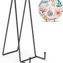 HONGYUTAI 3 Pack 12 Inch Plate Stands for Display Picture - Vinyl Table Top Display, Decorative Metal Frame Holders for Book , Photo and Platter, Tabletop Art, Black