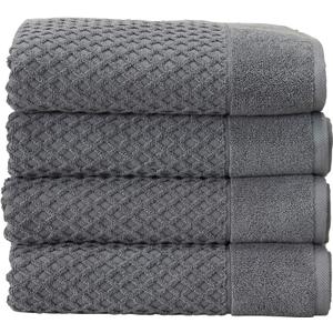 Simpli-Magic 79445 Diamond 100% Cotton Bath Towels, Gray, 4 Count