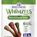 Whimzees Wellness Brushzees Dog Dental Treat, VOHC Accepted Chews, Freshens Breath, Extra-Small Size, 12.7 oz Bag, 48 Count (EXP 02/05/28)