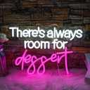 There's Always Room for Dessert Neon Sign Baking Bread Shop Decor Led Light Cafe Dessert Decor Welcome Sign Open LED Light, 15.7"x10.6" (White+Pink)