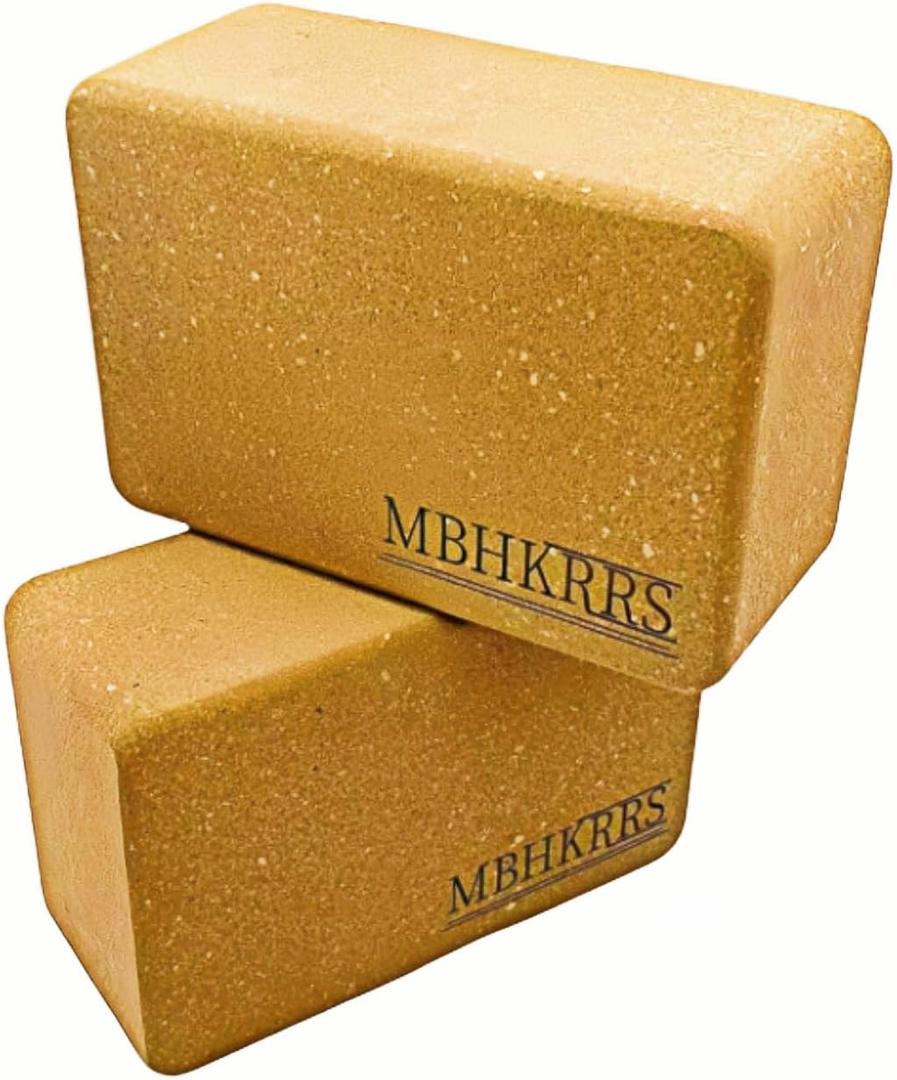 Yoga Block - Fine-Grain Cork Block, Yoga Equipment, Home Gym Accessory, Pilates Tool, Lightweight for Travel, Extra Firm Workout Accessory with Comfortable Edges (4" x 6" x 9", Cork 2-pack)