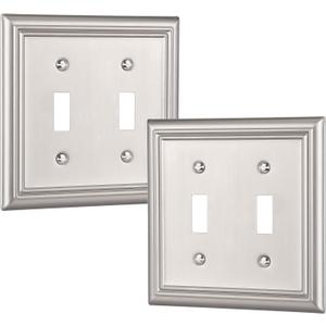 DEWENWILS Double Toggle Wallplates, Brushed Nickel Light Switch Covers, Heavy Duty Matel Material, Pack of 2