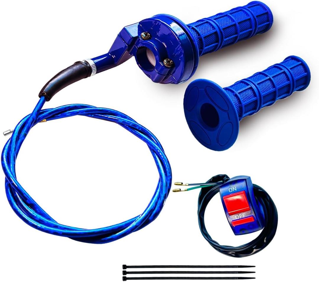7/8 22mm Twist Throttle Accelerator Handle Grips for Pit Bike Mini Bike Throttle Cable Kit 4-Stroke Dirt Bike Pocket Bike for 50cc 90cc 110cc 125cc150cc 200cc 250cc (Blue)
