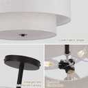 18 Inch Large Semi Flush Mount Ceiling Light Fixture with Dual Drum Design, Farmhouse Fabric Linen Shade for Bedroom, Living Room, Kitchen, and Dining - Modern Chandelier Lamp