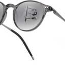 Exquisite Round Ultralight Progressive Multifocus Reading Sunglasses Women Men Durable Blue Light Blocking Anti EyeStrain/UV Multifocal Sun Readers Spring Hinge（Clear Top,Distance Range 20 ft）1.5 Gray