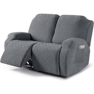VANSOFY Oversized Recliner Cover, 2-Pieces Stretch Reclining Couch Cover with Pockets Loveseat Sofa Slipcovers Soft Washable Furniture Protector for Dogs Cats(Dark Gray) (2 Seater--X Large)