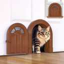 Purrfect Portal Meow Manor® XL Interior Cat Door – No-Flap Pet Door for Interior Doors, Easy DIY Installation, Cat Door for Cats up to 30 lbs, Brown