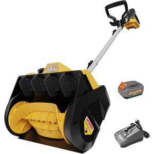 Brushless Snow Shovel Compatible with Dewalt 20V Max Battery, 12 Cordless Snow Blower Electric Snow Thrower, w/4.0 Ah Battery & Charger, LED Light, Safety Switch, Adjustable Direction & Front Handle