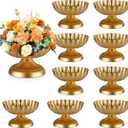 10 Pcs Compote Bowl Vases for Centerpieces Urn Vase, Metal Small Pedestal VaSe Gold Pot, Flower Arrangement for Wedding Anniversary Party Home Decor