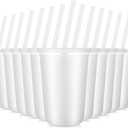 Lounsweer 30 Pcs Clear Reusable Cups with Straws and Lids, Plastic Frosted Round Bottom Ice Coffee Cups Travel Mug Tumbler for Beverage Water Party Birthday Disposable Drinkware (16oz,White)
