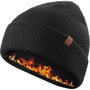 TRENDOUX Winter Merino Wool Beanie: Knit Warm Beanie Hats for Men Women Soft Unisex Stocking Cap (Black)