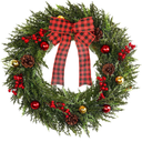 Christmas Wreath 20 Inch, Artificial Large Wreath with Pine Cone Red Berry Bow Ornaments for Front Door Decor Christmas Door Wreath Festival Home Indoor Outdoor Outside Decorations, Bow