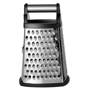 KitchenAid Gourmet 4-Sided Stainless Steel Box Grater for Fine, Medium and Coarse Grate, and Slicing, Dishwasher Safe, 10 inches tall, Black