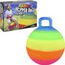Bright Rainbow Hopper Ball - 18" (1 Pc.) - Thick Vinyl Jumping Ball with Handle - Perfect for Indoor and Outdoor Active Play