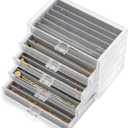 Necklace Organizer Box with 5 Drawers 30 Compartments, Dustproof Velvet Necklace Display Tray, Acrylic Necklaces Display Case, Pendant Chains Necklace Storage Tray Gift for Women and Girls (Grey)