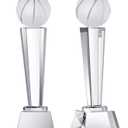 Meooeck 1 Pcs 9x2.8'' Crystal Glass Trophy with Gift Box Large Trophy Award Glass Paperweight Tournament Table Desktop Decor
