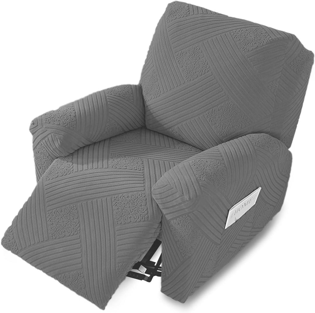 NORTHERN BROTHERS Recliner Cover, Stretch Recliner Covers That Stay in Place, Washable Lazy Boy Recliner Chair Covers, Furniture Protector Recliner Slipcovers for Dog Kid, Light Grey (1 Seat)