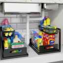 REALINN Under Sink Organizer, Pull Out Cabinet Organizer, 2 Tier Metal Slide Out Shelf with L Shaped Design for Kitchen, Bathroom, Laundry, and Utility Cabinet Storage for Deep Cabinets, Black, 2 Pack