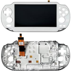 White LCD Display Touch Screen Digitizer Glass Assembly with Bezel Replacement for PSV Vita 1000 1001 PCH-1001 PCH-1101