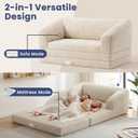 Beige Loveseat 51", 2-in-1 Convertible Tri-Folding Sofa Bed with Thick Backrest & Carry Handle, Foldable Couch Bed Lounger Sleeper Sofa for Living Room, Guest Room, Soft Corduroy