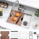 23x18 Drop In Bar Sink with Glass Rinser - 16 Gauge Stainless Steel Bar Sink Drop In Workstation Small Kitchen Sinks with Cup Washer