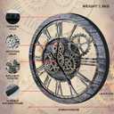 The B-Style Large Wall Clock 24 inch Moving Gear Wall Clock Oversized Vintage Farmhouse Wall Clocks for Living Room Decor Rustic Industrial Wood Clock (Carbon Gray, 36 inch/90cm)