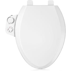 ZMJH S001-B1 Bidet Toilet Seat Non-Electric, Fits Elongated Toilets, Dual Nozzle System, Ambient Water Temperature with Adjusting Spray Pressure, Slow Close, Easy to Install, White
