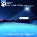 Solar Street Lights Outdoor 6000W Solar Parking Lot Lights, 350000 Lumen Street Light with Motion Sensor LED Wide Angle Lamp Waterproof IP67 Commercial Lighting for Yard
