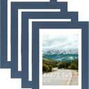 4x6 Picture Frame with 3.5x5 Mat, Display 3.5x5 with Mat or 4x6 Without Mat, Wood 4 by 6 Photo Frame, 4 x 6 Frame for Wall Hanging and Tabletop Display, 4 Pack, Navy Blue