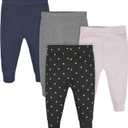 Gerber Baby Girls' Multi-Pack Active Pants Set (3-6 Months, Hearts)