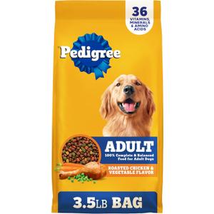 Pedigree Adult Dry Dog Food, Complete Nutrition, Roasted Chicken & Vegetable Flavor, 3.5 lb. Bag (EXP 02/15/27)
