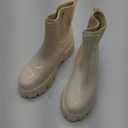 Womens Rain Boots Ankle Waterproof Garden Shoes Fashion Wellington Rubber Rainboots Slip-Resistant Work Shoes for Outdoor Work (9, White)