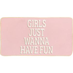 Pink Welcome Mat Bath Mats Gifts for Teen Girls, Front Door Mat for Home Kitchen Bathroom, Indoor Entrance Doormats, Girls Just Wanna Have Fun 30 x 16 Inch