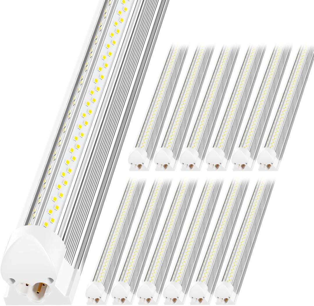 ONLYLUX LED Shop Light 4FT, 6000K 50W 7500LM, Linkable Utility Ceiling Light Fixture, 4 Foot T8 Integrated LED Tube Lights, V Shape High Output, Linkable with On/Off Switch (12 Pack)