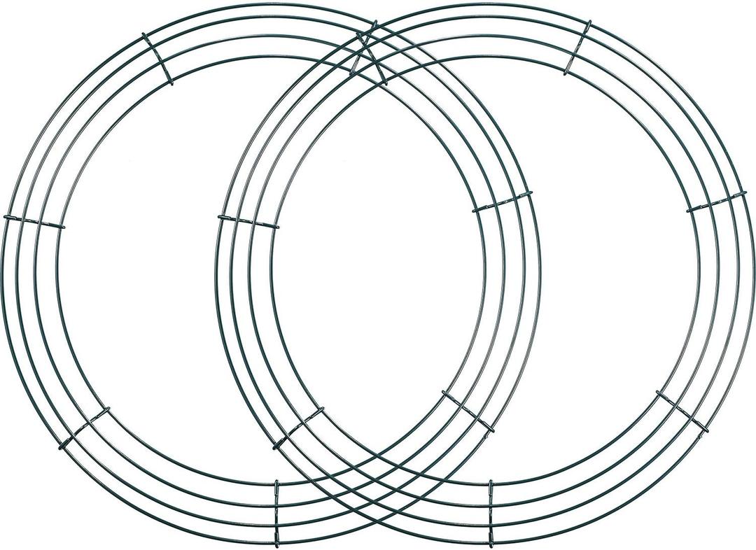 2 Pack Christmas Wire Wreath Frame Wire Wreath Making Rings Green for New Year Valentines Decoration (14 Inch)
