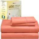 California Design Den Luxury Sheets King Size Set, 400 Thread Count 100% Cotton Sateen, Soft & Breathable, Cooling Sheets, Deep Pocket Bed Sheets (Bright Salmon)