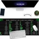 Excel Cheat Sheet Desk Pad, 31.5"x11.8", Waterproof Extra Large Excel Shortcut Mat with Stitched Edges, Anti-Slip Excel Mouse Pad for Office Desk, MS Excel/Word Shortcuts (Green Excel J)
