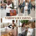 3 Pack Women's Maternity Shirts, Pregnancy Raglan Long Sleeve Tops Sides Ruched Crew Neck Color Block Mama Clothes (S)