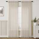 Aersas Beige Back Tab Linen Curtains for Living Room 2 Panel Light Filtering Semi Sheer Linen Drape Neutral Country Rustic Farmhouse Boho Curtain 70W x 84L