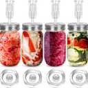 Fermentation Kit-4 Glass Fermentation Weights,4 Fermenting Lids,4 airlocks,4 Silicone Rings,5 Silicone Grommet for Wide Mouth Mason Jar for Sauerkraut,Vegetables and Other Fermented Food