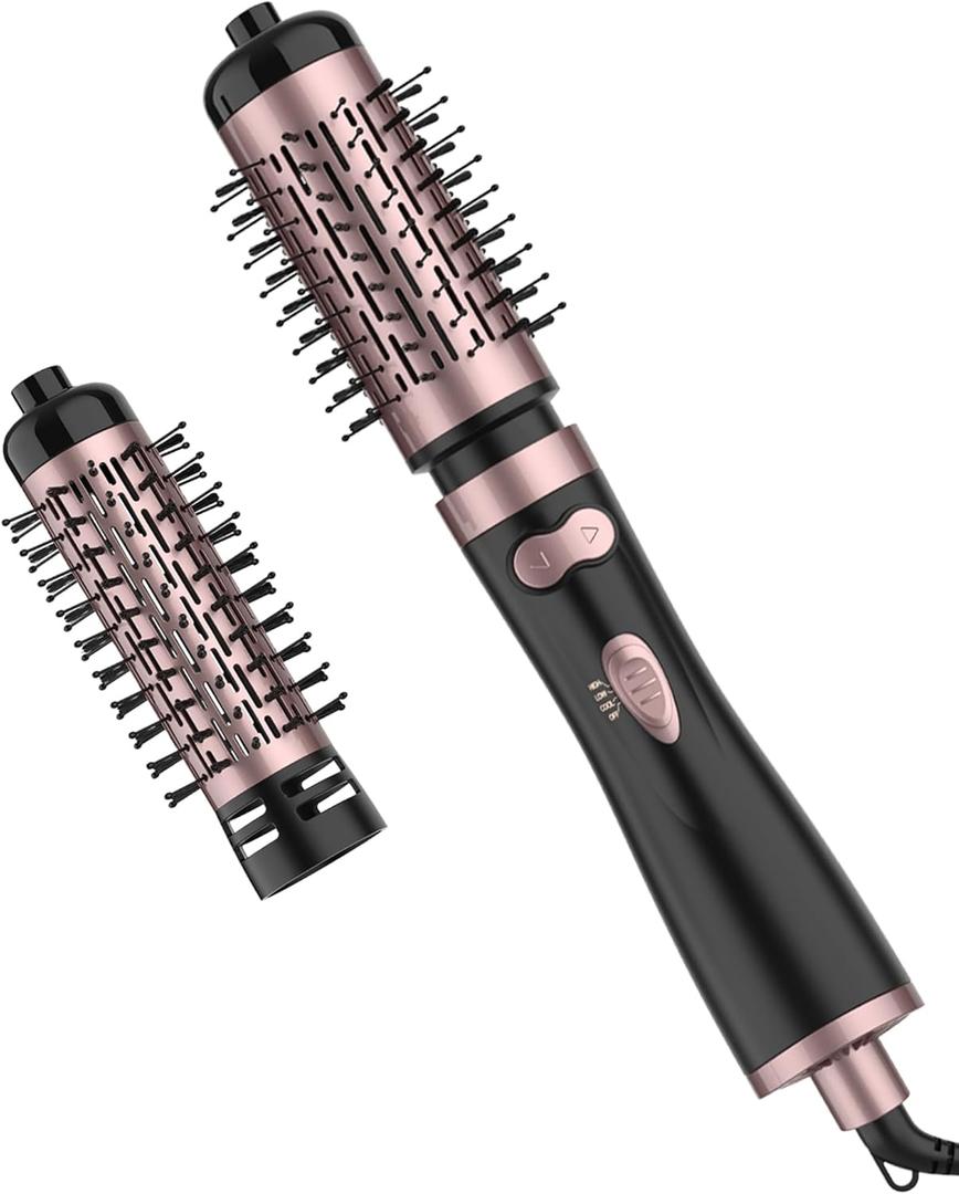 ANWA Hair Dryer Brush, 1000W 3-in-1 Rotating Blow Dryer with Detachable Brushes, Ceramic Coated Barrel for Salon-Quality Styling, Suitable for All Hair Types (Black)