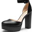DREAM PAIRS Women's Platform High Chunky Heels Closed Toe Block Ankle Strap Dress Buckle Round Toe Wedding Party Comfortable Pumps Shoes (8)