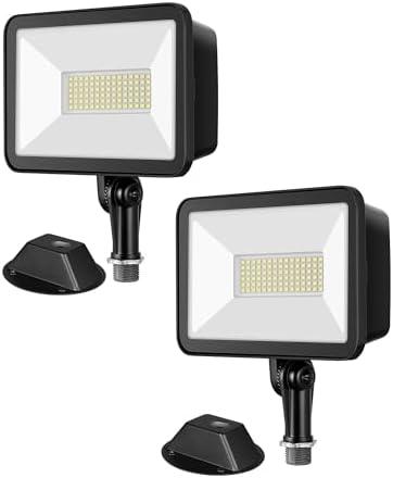 EDISHINE 10000LM LED Flood Light, 2 Pack 73W Outdoor Security Light, 5000K Daylight White, IP65 Waterproof Flood Lights for Garage, Backyard, Patio, Garden, Porch, Stair