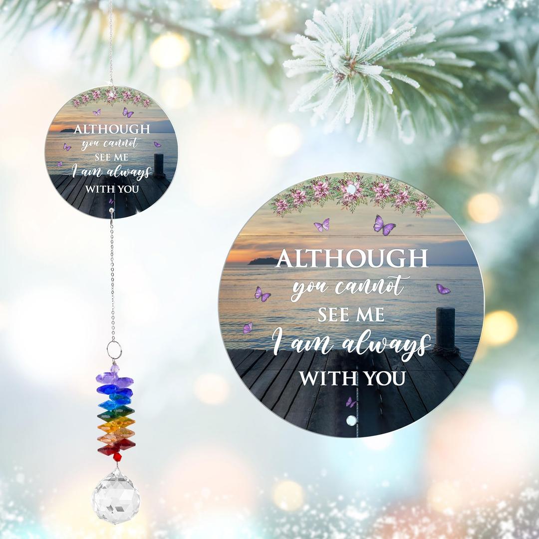 GIFTELIX Aluminum Ornament Suncatcher - Although You Cannot See me - Memorial Sympathy Ornament - Heartfelt Keepsake for Mom Dad Sisters Brothers - Christmas Mother's Day Father's Day Unique Gift