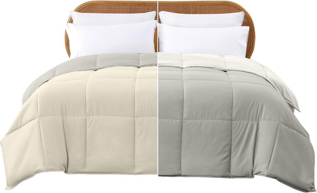Modern Threads Down Alternative Reversible Comforter Ivory/Taupe Queen